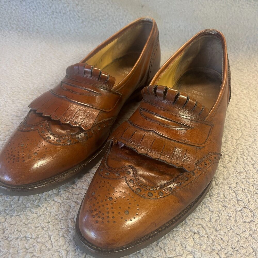 JOHNSTON & MURPHY Aristocraft Loafers 11 NARROW Leather Tassel Slip On Shoes